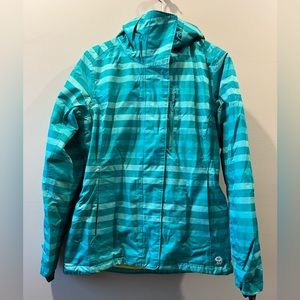 EUC Mountain Hardwear Ski Jacket Medium Snow  Thermal Q Blue Striped Insulated